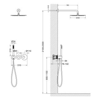 Душевой комплект Timo Saona SX-2359/19SM с термостатом розовое золото
